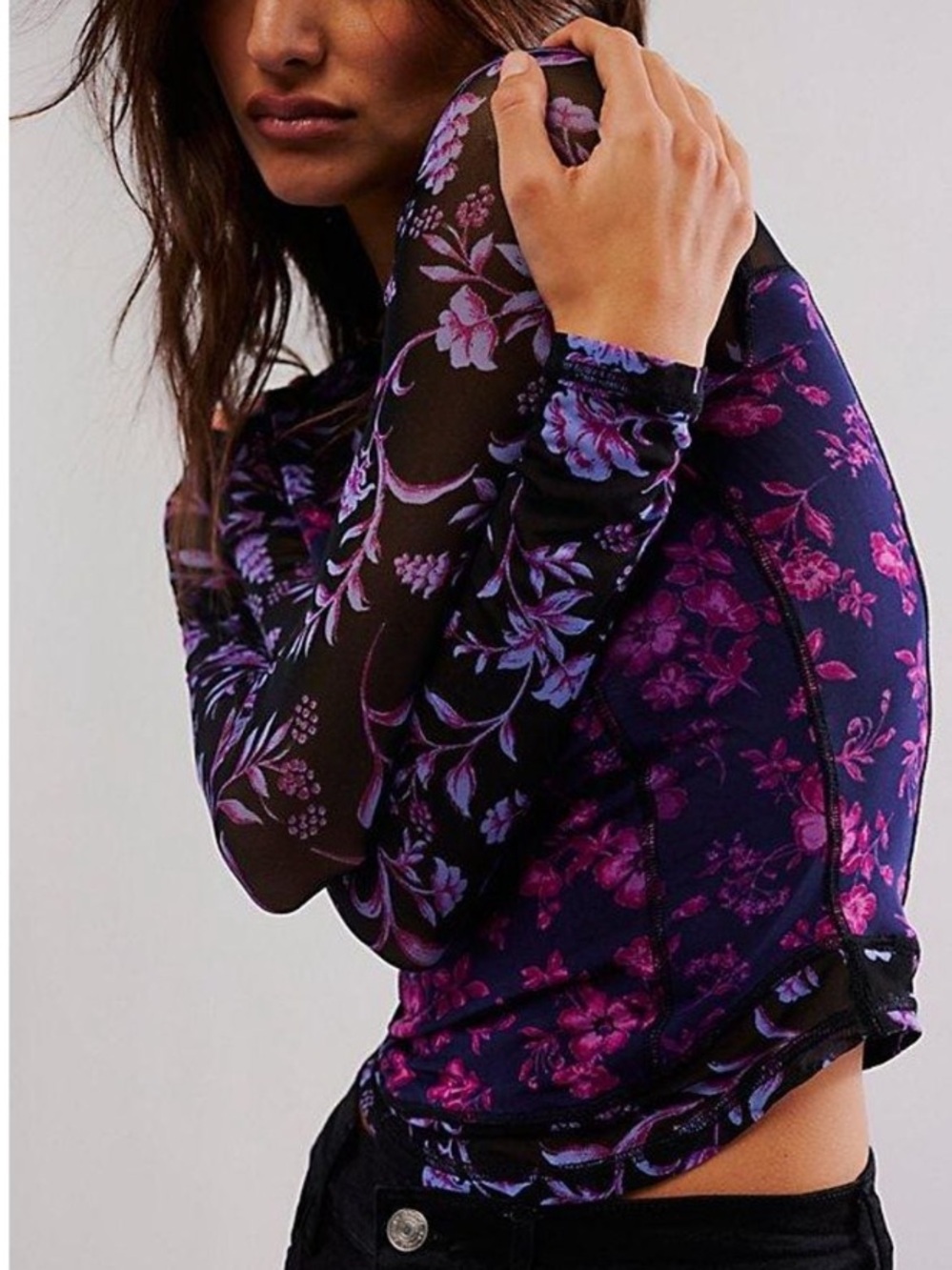 Free Peoples Betty’s garden Mesh Long Sleeve Top XS